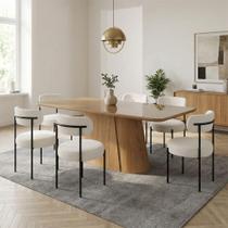 Mesa Jantar Melina 6 Lugares Vidro Cadeiras Boucle Nature 160CM D'Rossi Mesa Jantar Melina 6 Lugares Vidro Cadeiras Boucle Nature 160CM D'Rossi