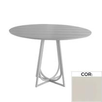 Mesa Jantar MH-5299 Herval Redonda 70 cm Madeira Laca Fosca Off White Vidro Off White Base Off White