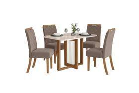 Mesa Jantar Natali 120 4 Cadeiras Bella Amendoa - Henn