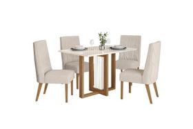 Mesa Jantar Natali 120 4 Cadeiras Eloá Linho - Henn