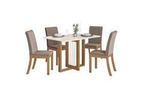 Mesa Jantar Natali 120 4 Cadeiras Isa Bege - Henn