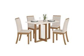 Mesa Jantar Natali 120 4 Cadeiras Isa Linho - Henn