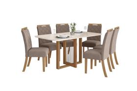 Mesa Jantar Natali 160 6 Cadeiras Bella Amendoa - Henn Mesa Jantar Natali 160 6 Cadeiras Bella Amendoa - Henn