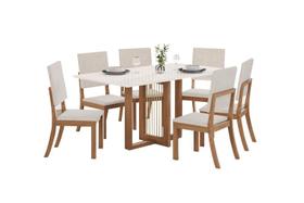Mesa Jantar Natali 160 6 Cadeiras Milla Linho - Henn