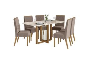 Mesa Jantar Natali 160 6 Cadeiras Nina Amendoa - Henn Mesa Jantar Natali 160 6 Cadeiras Nina Amendoa - Henn