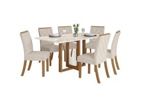 Mesa Jantar Natali 160 6 Cadeiras Vita Linho - Henn Mesa Jantar Natali 160 6 Cadeiras Vita Linho - Henn