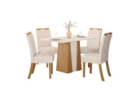 Mesa Jantar Orus 120 4 Cadeiras Bella Linho - Henn Mesa Jantar Orus 120 4 Cadeiras Bella Linho - Henn