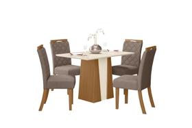 Mesa Jantar Orus 120 4 Cadeiras Bella Marrom Amendoa - Henn Mesa Jantar Orus 120 4 Cadeiras Bella Marrom Amendoa - Henn