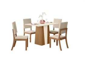 Mesa Jantar Orus 120 4 Cadeiras Mila Linho - Henn Mesa Jantar Orus 120 4 Cadeiras Mila Linho - Henn