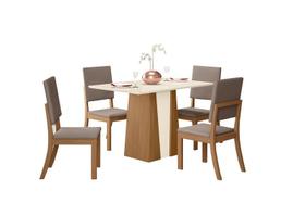 Mesa Jantar Orus 120 4 Cadeiras Mila Marrom Amendoa - Henn Mesa Jantar Orus 120 4 Cadeiras Mila Marrom Amendoa - Henn