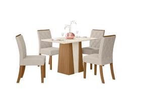 Mesa Jantar Orus 120 4 Cadeiras Vita Linho - Henn Mesa Jantar Orus 120 4 Cadeiras Vita Linho - Henn