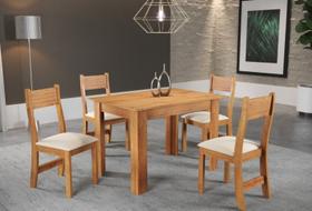 Mesa Jantar Palace Viero Com 4 Cadeiras Veludo Creme - Viero Móveis