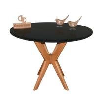 Mesa Jantar Pandora Tampo Redondo Laca Com Vidro 100cm Preto Mesa Jantar Pandora Tampo Redondo Laca Com Vidro 100cm Preto