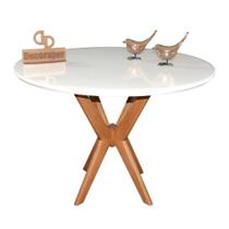 Mesa Jantar Pandora Tampo Redondo Laca Com Vidro 120cm Branco Mesa Jantar Pandora Tampo Redondo Laca Com Vidro 120cm Branco