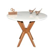 Mesa Jantar Pandora Tampo Redondo Laca Com Vidro 90cm Branco Mesa Jantar Pandora Tampo Redondo Laca Com Vidro 90cm Branco