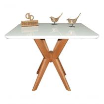 Mesa Jantar Pandora Tampo Retangular Laca Com Vidro 100x70cm Branco Mesa Jantar Pandora Tampo Retangular Laca Com Vidro 100x70cm Branco