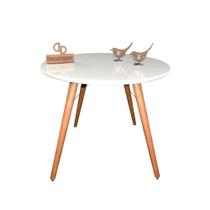 Mesa Jantar Pés Palitos Tampo Redondo Vidro Laqueado 90cm Branco Mesa Jantar Pés Palitos Tampo Redondo Vidro Laqueado 90cm Branco