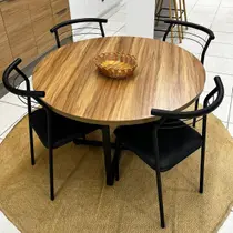 Mesa Jantar Redonda 110cm com 4 Cadeiras em Aço 84,5cm - Carraro Móveis SJ