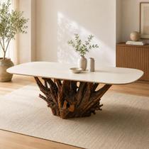 Mesa Jantar Redonda 180cm 6 Lugares Base de Raiz Natural com Tampo 100% MDF - Casa Lar Mesa Jantar Redonda 180cm 6 Lugares Base de Raiz Natural com Tampo 100% MDF - Casa Lar