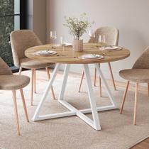 Mesa Jantar Redonda Industrial 4 Lugares 110cm c/ Pés em Aço