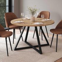 Mesa Jantar Redonda Industrial 4 Lugares 110cm c/ Pés em Aço