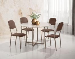 Mesa jantar redonda romana rubia 4 cadeiras dalia dama