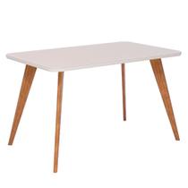 Mesa Jantar Retangular 1,30 Com Vidro Acerola Madeira/Off White Mesa Jantar Retangular 1,30 Com Vidro Acerola Madeira/Off White