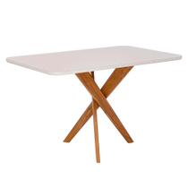 Mesa Jantar Retangular 1,30 Com Vidro Cacau Madeira/Off White