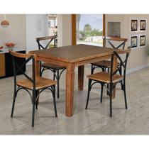 Mesa Jantar Retangular Aurora 120X80 Com 4 Cadeiras Paris Base Alumínio - Castanho - Marrom Mesa Jantar Retangular Aurora 120X80 Com 4 Cadeiras Paris Base Alumínio - Castanho - Marrom