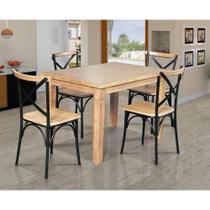 Mesa Jantar Retangular Aurora 120X80 Com 4 Cadeiras Paris Base Alumínio - Natural - Marrom Mesa Jantar Retangular Aurora 120X80 Com 4 Cadeiras Paris Base Alumínio - Natural - Marrom