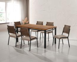 Mesa jantar retangular bali beatriz 6 cadeira rainha raissa
