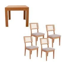 Mesa Jantar Retangular Extensível e 4 Cadeiras Estofadas MDF