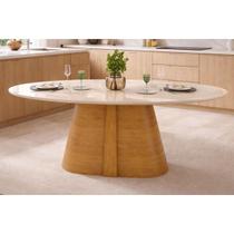 Mesa Jantar Ryze Tampo c/Vidro Oval 183cm Ced/Off DJ Móveis
