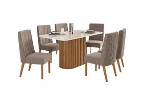 Mesa Jantar Solana 160 6 Cadeiras Eloa Amendoa - Henn