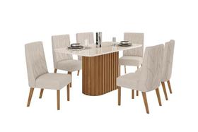 Mesa Jantar Solana 160 6 Cadeiras Eloa Linho - Henn