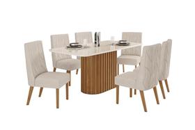 Mesa Jantar Solana 180 6 Cadeiras Eloa Linho - Henn Mesa Jantar Solana 180 6 Cadeiras Eloa Linho - Henn