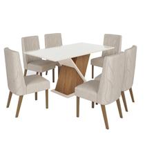 Mesa Jantar Solus 160 6 Cadeiras Eloa Linho - Henn