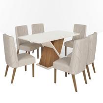 Mesa Jantar Solus 160 6 Cadeiras Eloa Linho - Henn