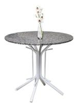 Mesa Jantar Somente Base branca + Tampo Granito 90cm Redondo 15mm