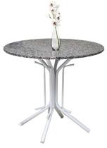 Mesa Jantar Somente Base em aço cor branca + Tampo redondo de Granito 90cm x 90cm espessura 15mm