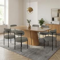 Mesa Jantar Vidro 160cm kit 6 Cadeiras Base Aço Preto Boucle Ted H02 - D Rossi Mesa Jantar Vidro 160cm kit 6 Cadeiras Base Aço Preto Boucle Ted H02 - D Rossi