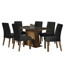 Mesa Jantar Vidro 6 Cadeiras Rustic-Preto-Oxford