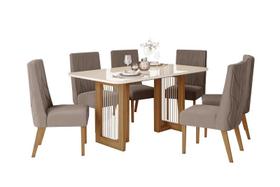 Mesa Jantar Yara 160 6 Cadeiras Eloa Amendoa - Henn