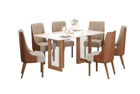 Mesa Jantar Yara 160 6 Cadeiras Ivy Caramelo Creme - Henn