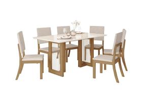 Mesa Jantar Yara 160 6 Cadeiras Mila Linho - Henn