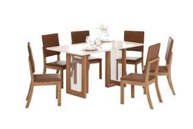 Mesa Jantar Yara 160 6 Cadeiras Milla Plus Caramelo - Henn