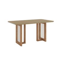 Mesa Jantar Yara 160 Canto Arredon com Vidro Incolor Nature