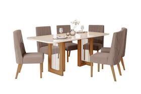 Mesa Jantar Yara 200 6 Cadeiras Eloa Amendoa - Henn