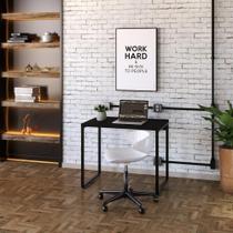 Mesa Kuadra Office 90x60x75cm Preto Ônix Estrutura Preta