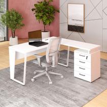 Mesa L 150cm Pé Metal Gaveteiro 4 Gavetas e Chave F5 Office